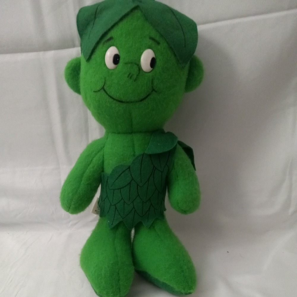 Vintage Food Advertising Premium GREEN GIANT Plush Felt Sprout Toy Doll EUC